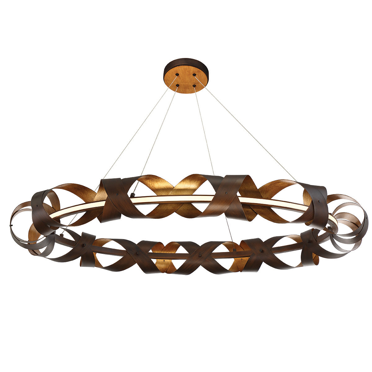 Banderia, Chandelier, 44", Bronze-Gold Mix, Bronze Glass