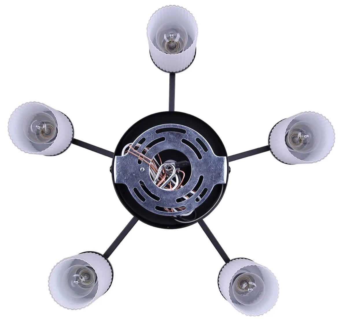 Kinslea 5-Light Chandelier – Matte Black with Flat Opal Ribbed Glass