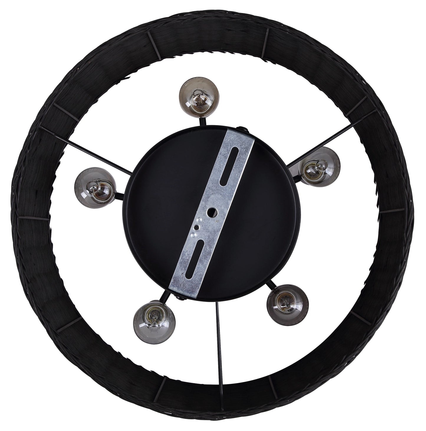 GRANNA 5-Light Swag Chandelier – Matte Black with Black Rattan Shade