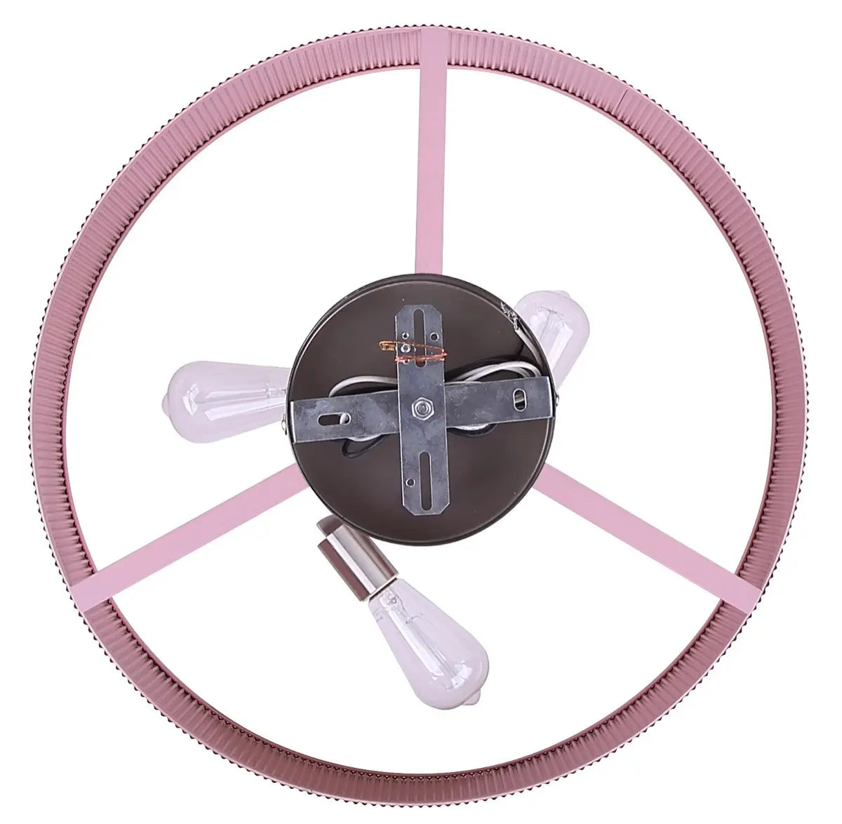 Evienne 3-Light Chandelier – Brushed Nickel with Pink Ribbed Shade