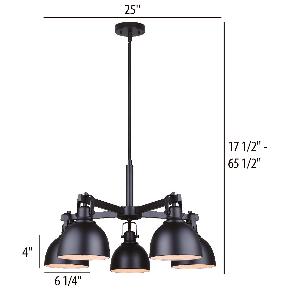 Polo 5-Light Chandelier – Matte Black with White Interior Shades