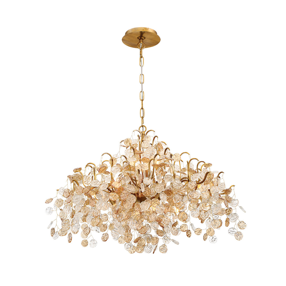 Campobasso, Chandelier, 11-Light, 33", Gold, Mixed Glass