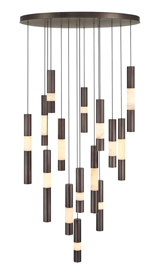 Ronda, Chandelier, 15-Light, 32", Harlow Bronze, Alabaster