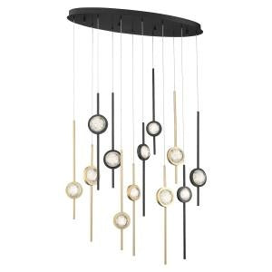 Barletta, Chandelier, 12-Light, 38", Gold-Black Mix