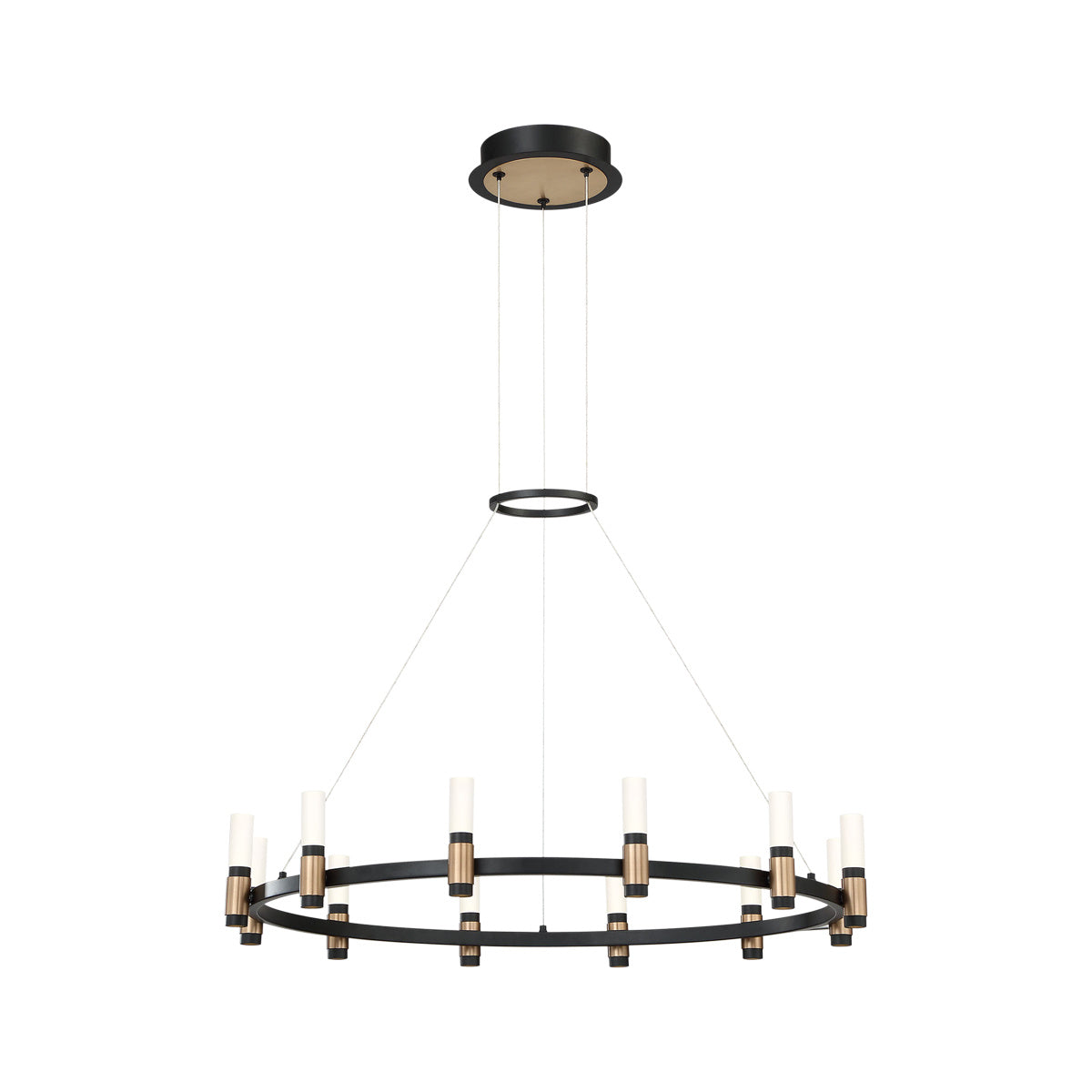 Albany, Chandelier, 12-Light, 32", Brass-Black Mix, White Acrylic