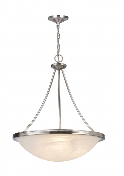 Brushed Nickel Alabaster Glass 3-Light Chandelier