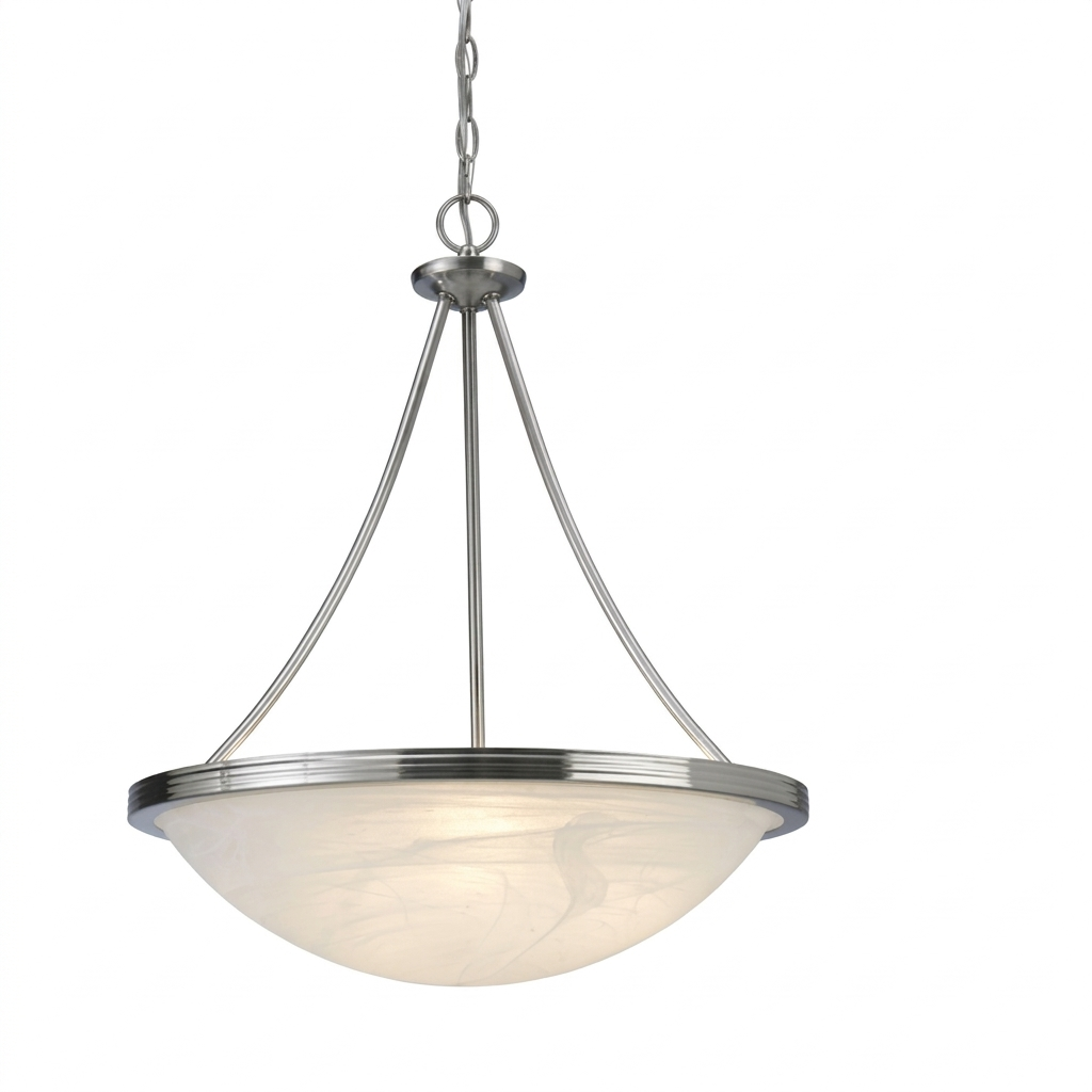 Brushed Nickel Alabaster Glass 3-Light Chandelier