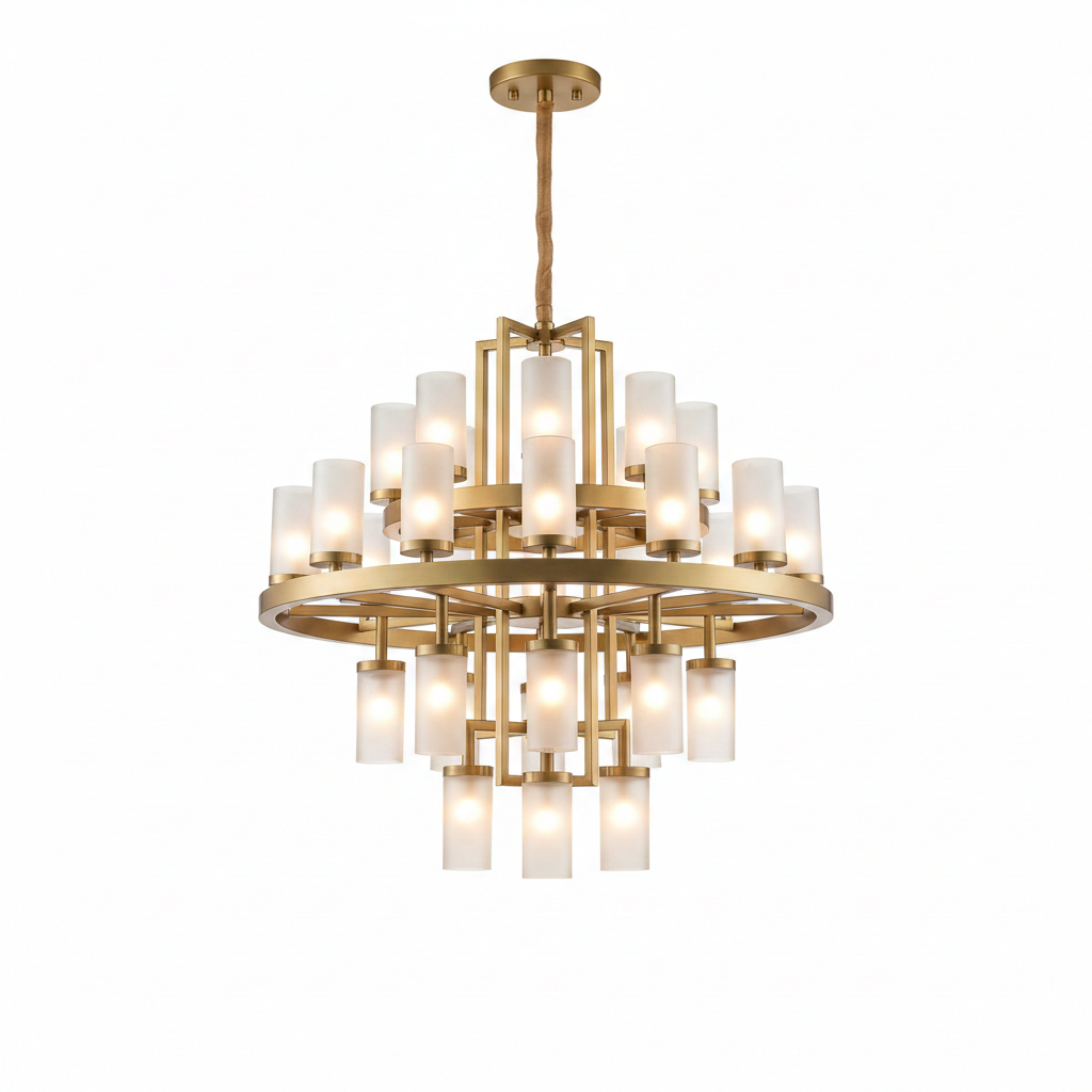 Varelli Tiered Brass Halo Chandelier