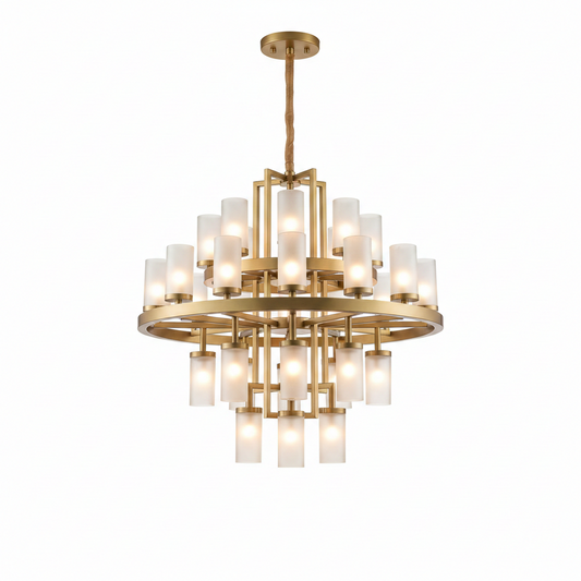 Varelli Tiered Brass Halo Chandelier