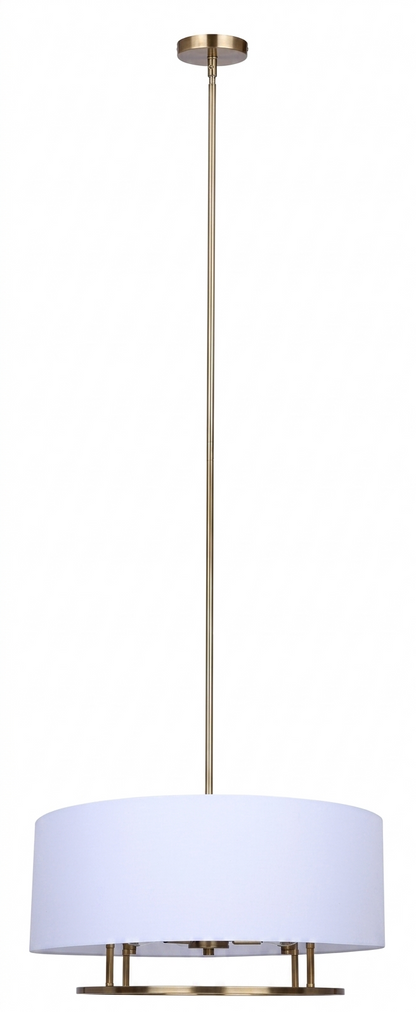 Bonnie 3-Light Chandelier – Gold with White Fabric Shade