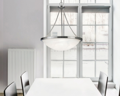 Brushed Nickel Alabaster Glass 3-Light Chandelier