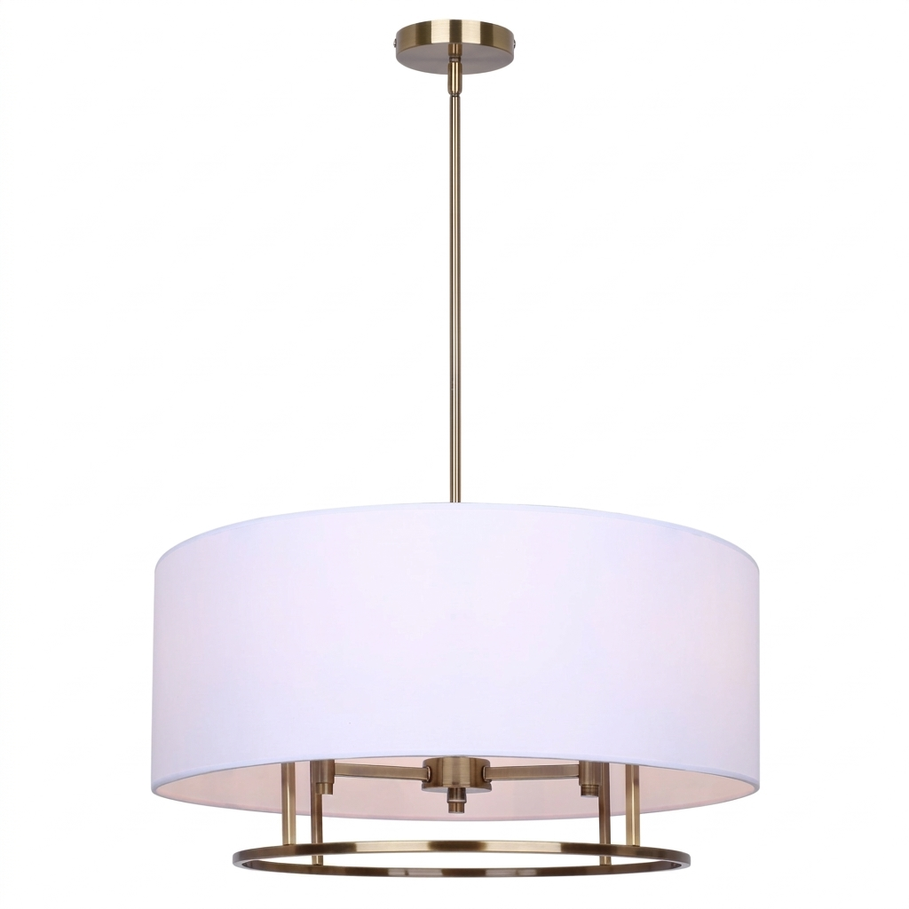 Bonnie 3-Light Chandelier – Gold with White Fabric Shade