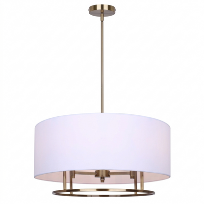 Bonnie 3-Light Chandelier – Gold with White Fabric Shade