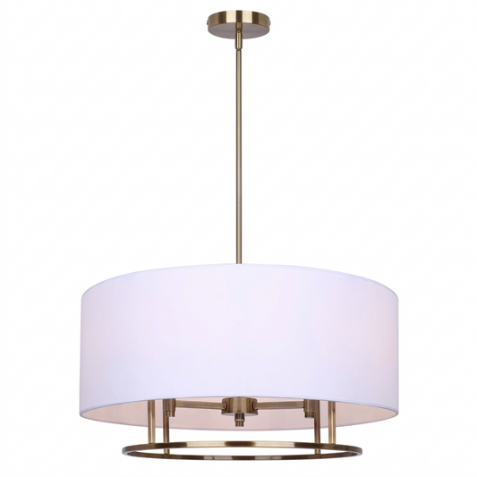 Bonnie 3-Light Chandelier – Gold with White Fabric Shade