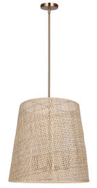 Mia 3-Light Chandelier – Gold with Natural Rattan Shade