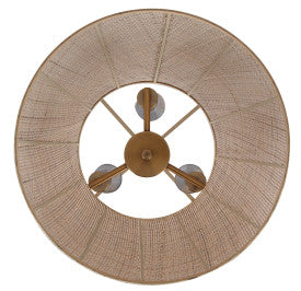Mia 3-Light Chandelier – Gold with Natural Rattan Shade