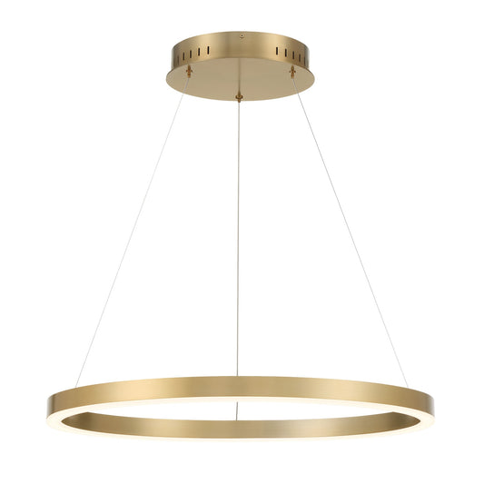 Spunto, Chandelier, 28", Brushed Gold, White Glass