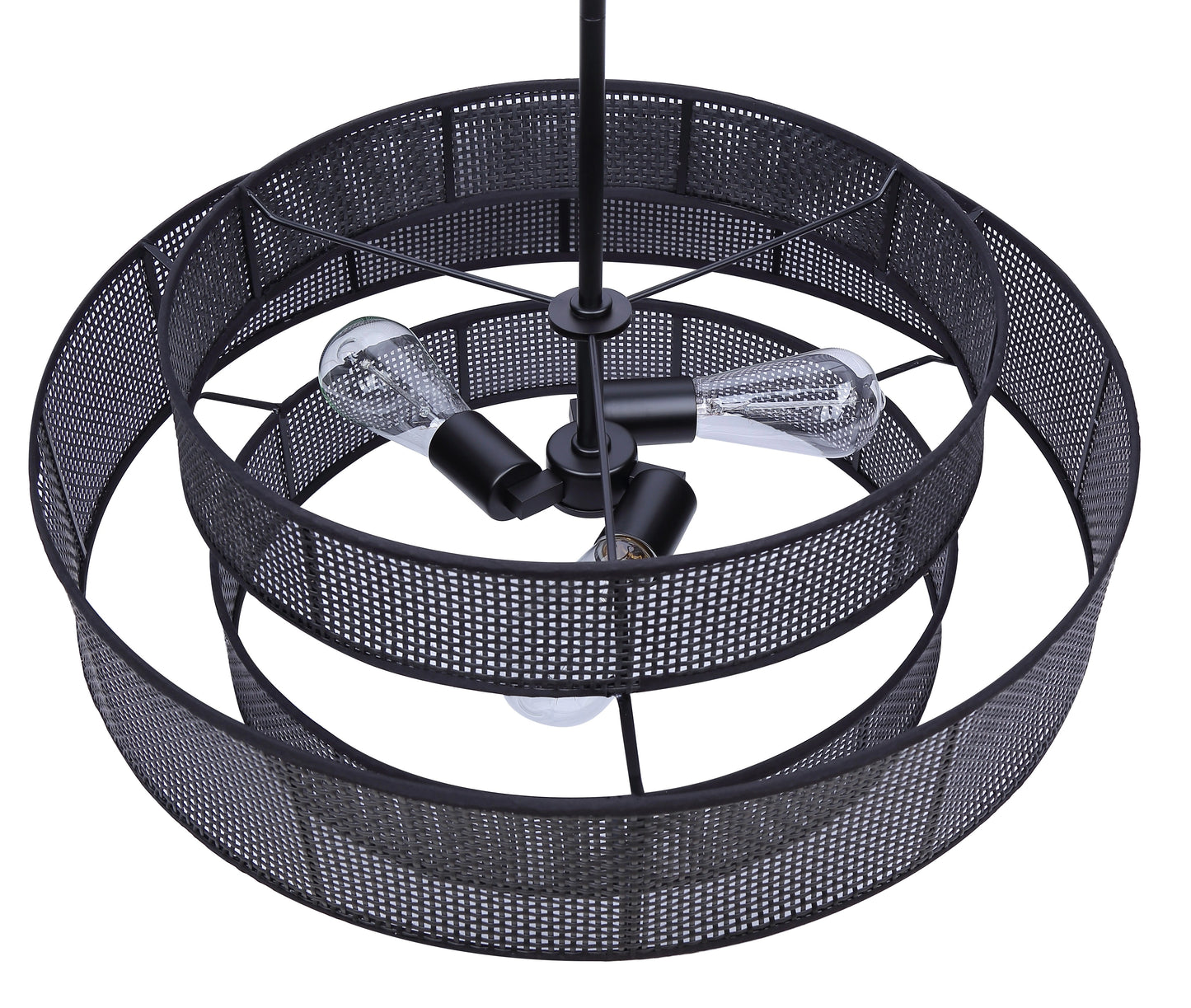 Bellamy 3-Light Chandelier – Matte Black with Black Rattan Shade