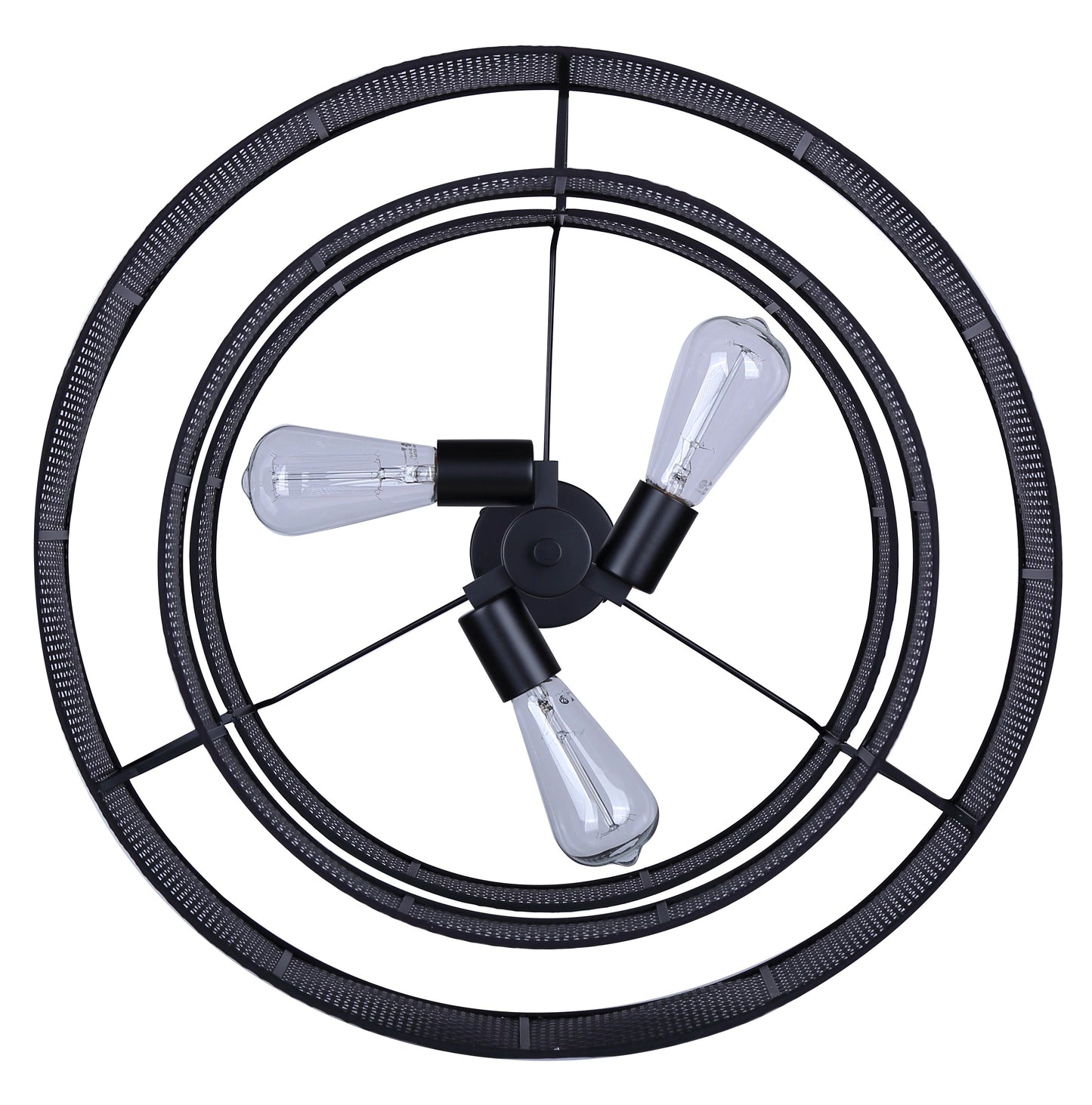 Bellamy 3-Light Chandelier – Matte Black with Black Rattan Shade