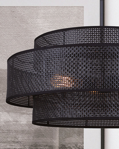 Bellamy 3-Light Chandelier – Matte Black with Black Rattan Shade