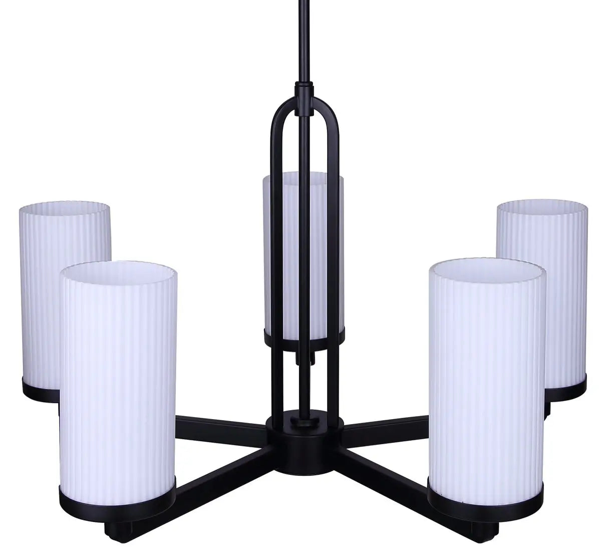 Kinslea 5-Light Chandelier – Matte Black with Flat Opal Ribbed Glass