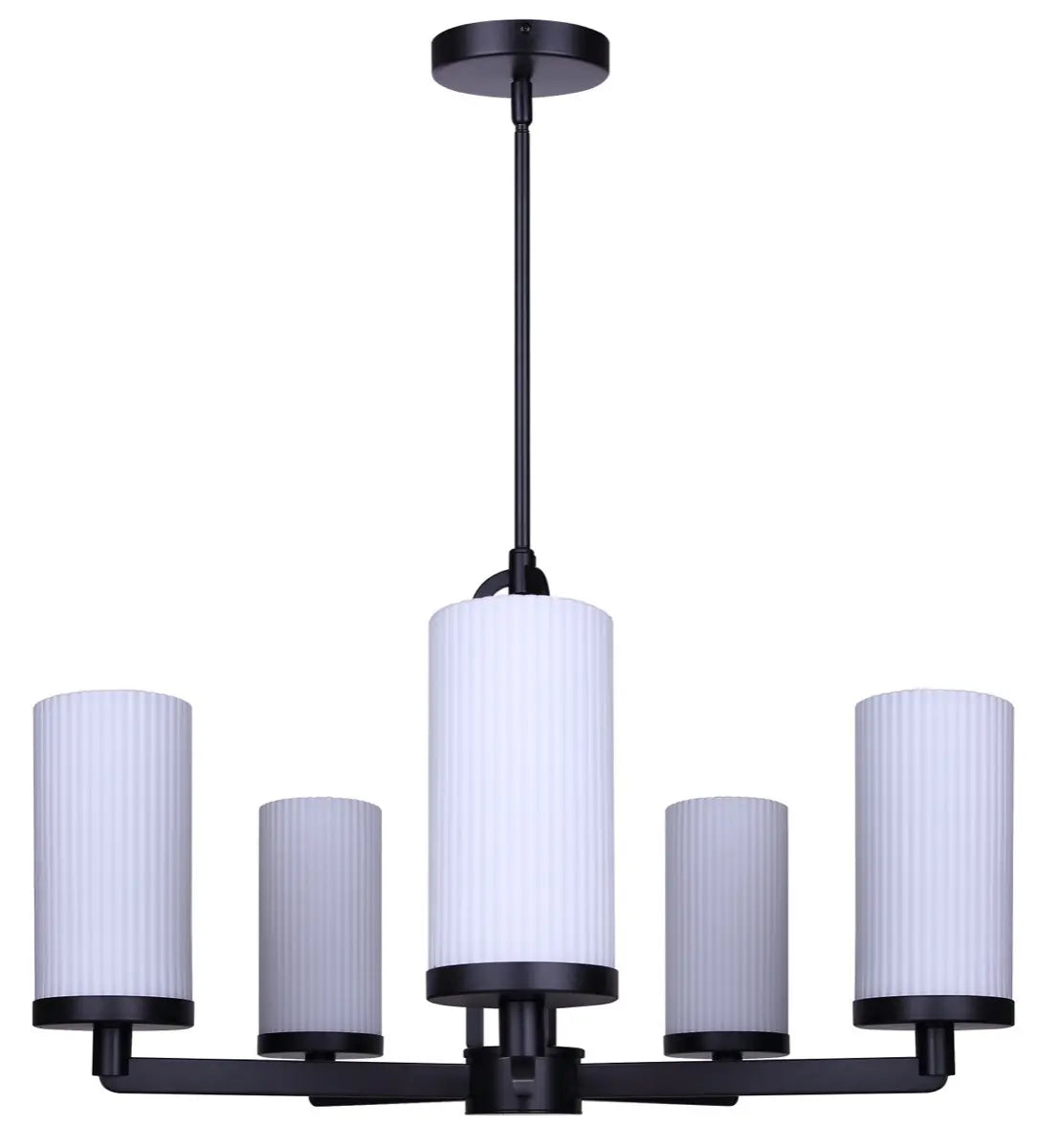 Kinslea 5-Light Chandelier – Matte Black with Flat Opal Ribbed Glass