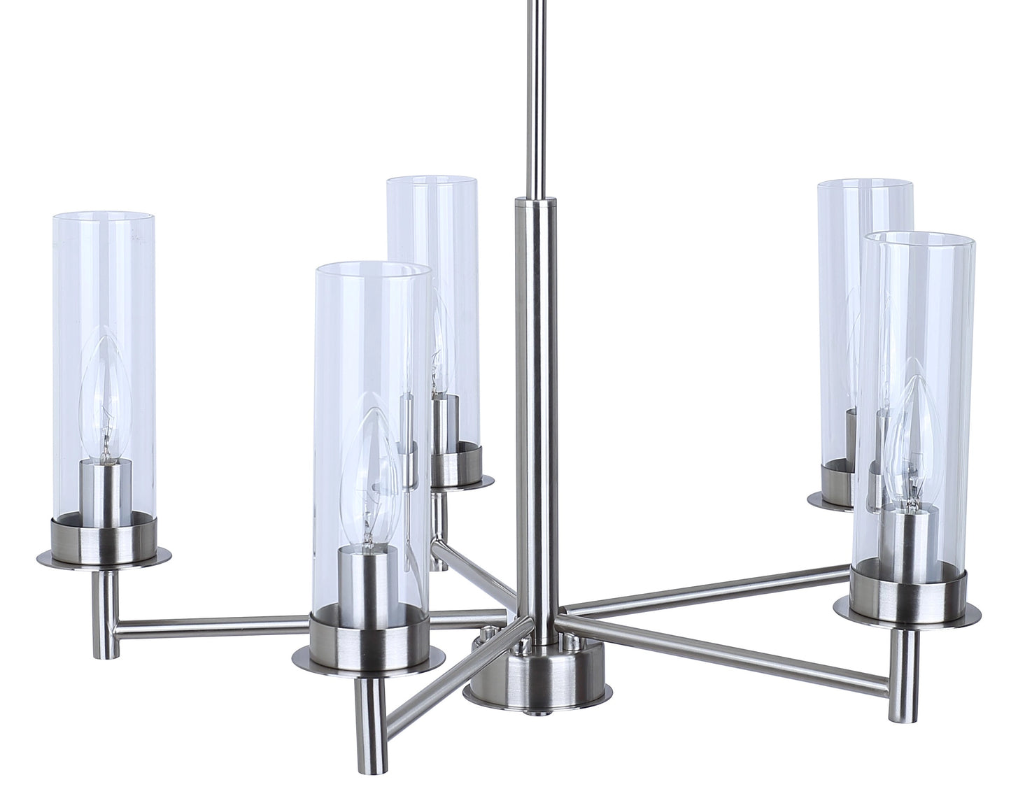 Benson 5-Light Chandelier – Brushed Nickel with Clear Glass Shades