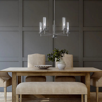 Benson 5-Light Chandelier – Brushed Nickel with Clear Glass Shades