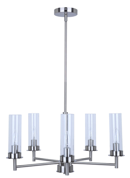 Benson 5-Light Chandelier – Brushed Nickel with Clear Glass Shades