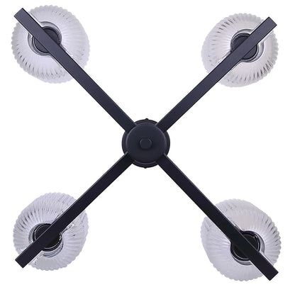 Renzo 4-Light Chandelier – Matte Black with Clear Ribbed Glass