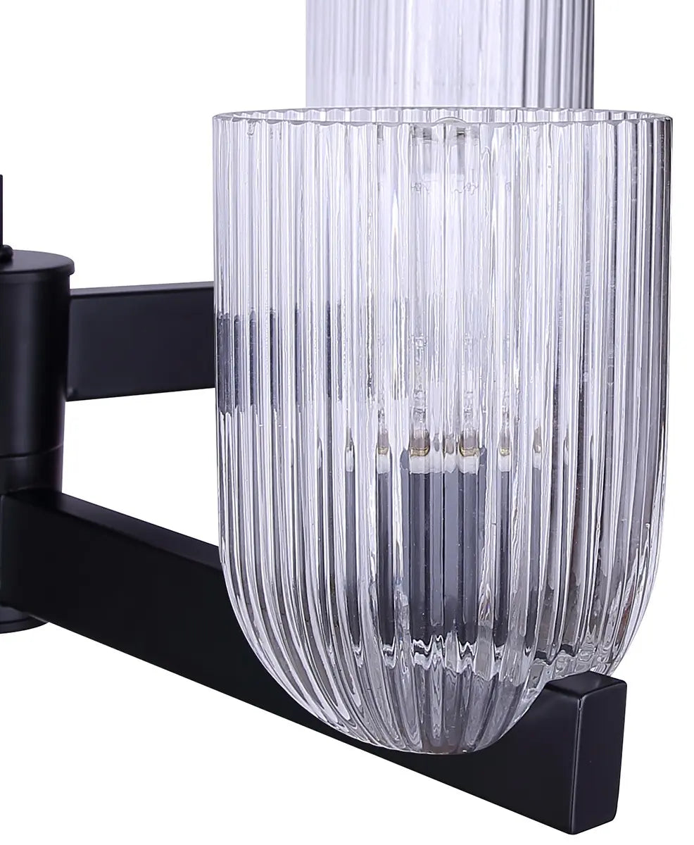 Renzo 4-Light Chandelier – Matte Black with Clear Ribbed Glass