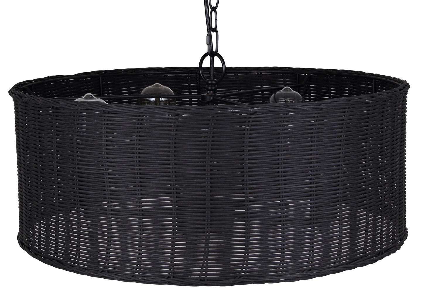 GRANNA 5-Light Swag Chandelier – Matte Black with Black Rattan Shade