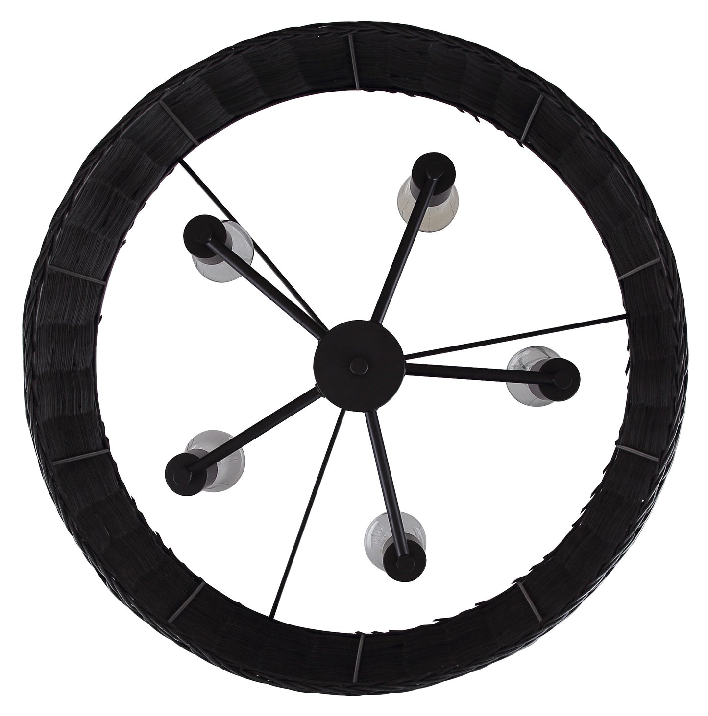 GRANNA 5-Light Swag Chandelier – Matte Black with Black Rattan Shade
