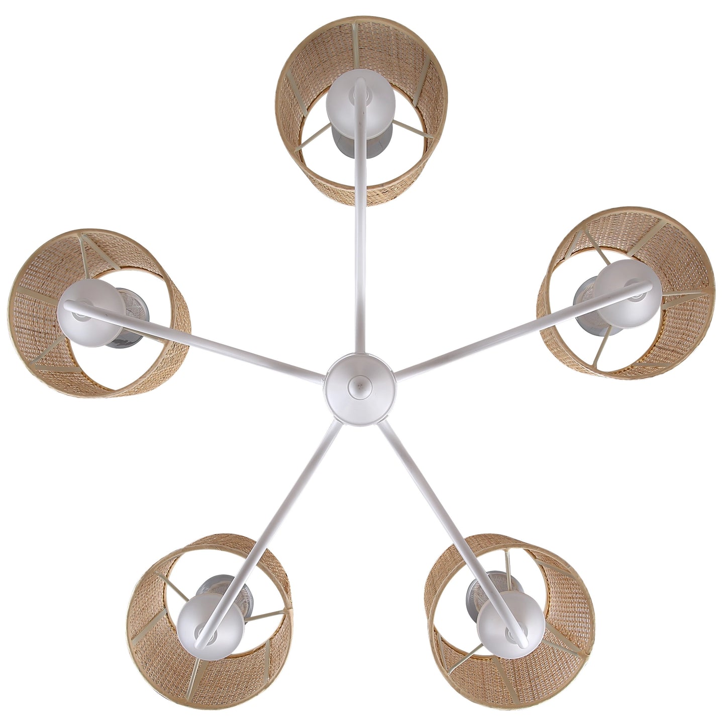 Daisey 5-Light Chandelier – Matte White with Natural Rattan Shades