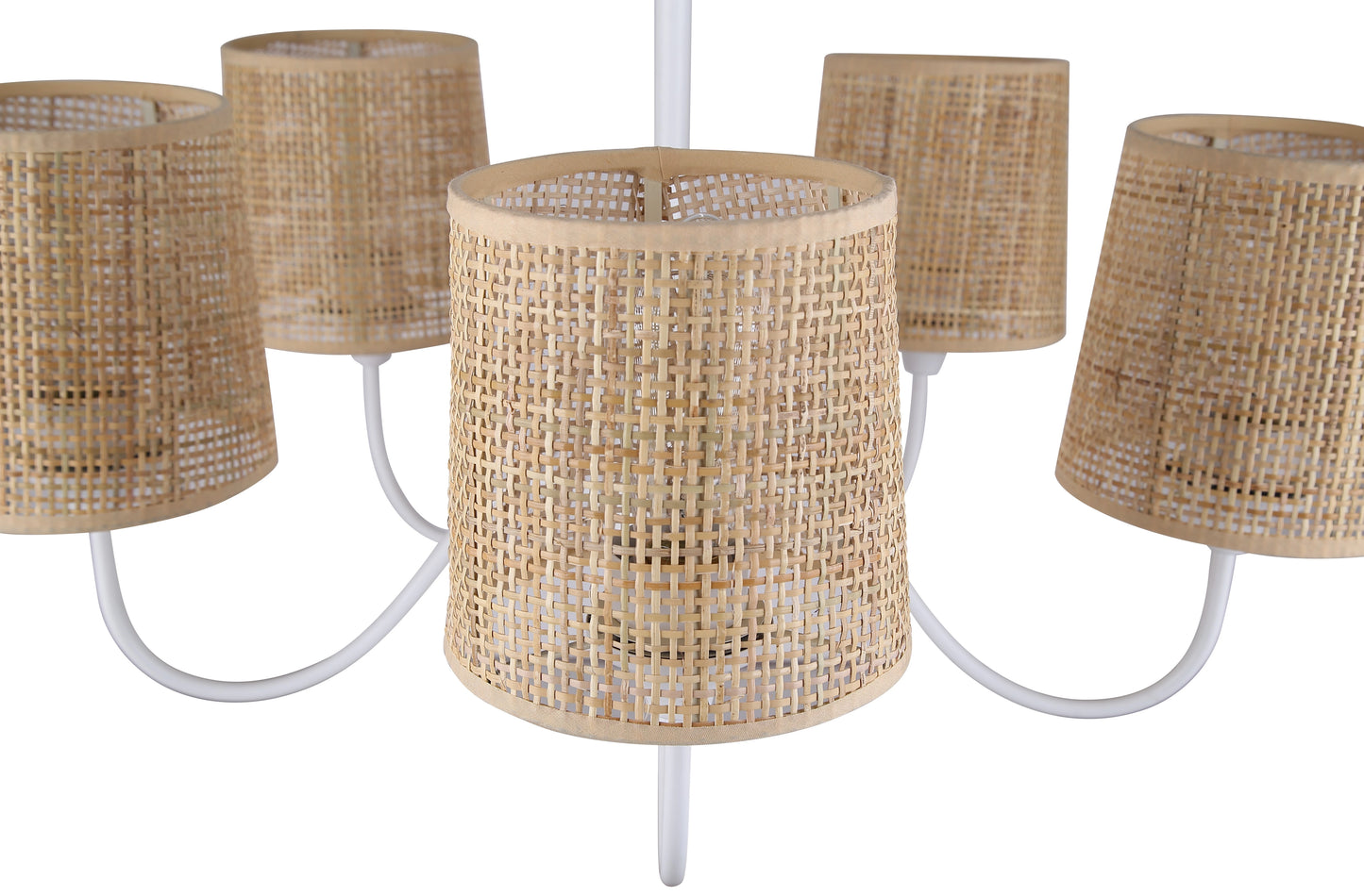 Daisey 5-Light Chandelier – Matte White with Natural Rattan Shades
