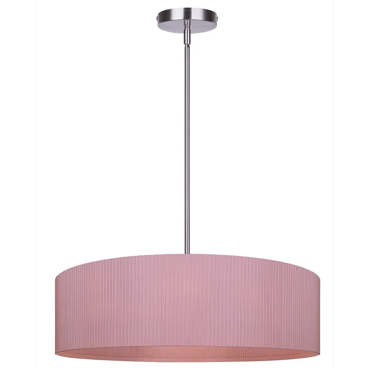 Evienne 3-Light Chandelier – Brushed Nickel with Pink Ribbed Shade