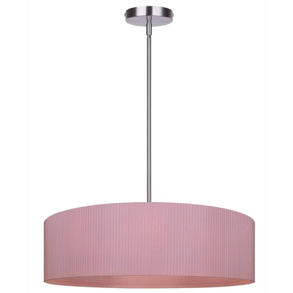 Evienne 3-Light Chandelier – Brushed Nickel with Pink Ribbed Shade