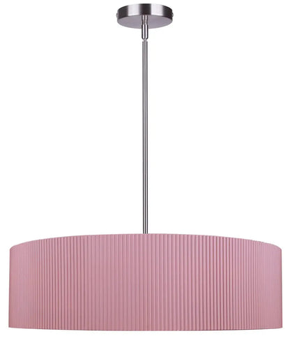 Evienne 3-Light Chandelier – Brushed Nickel with Pink Ribbed Shade