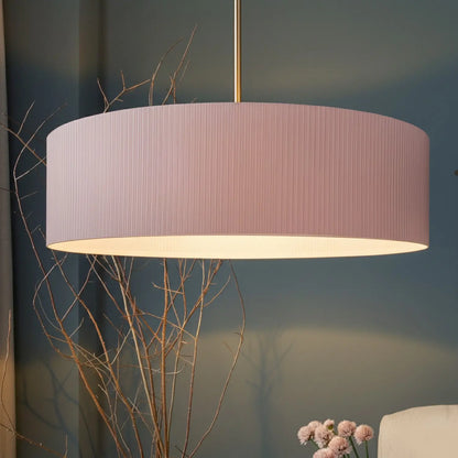 Evienne 3-Light Chandelier – Brushed Nickel with Pink Ribbed Shade