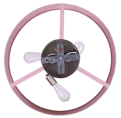 Evienne 3-Light Chandelier – Brushed Nickel with Pink Ribbed Shade