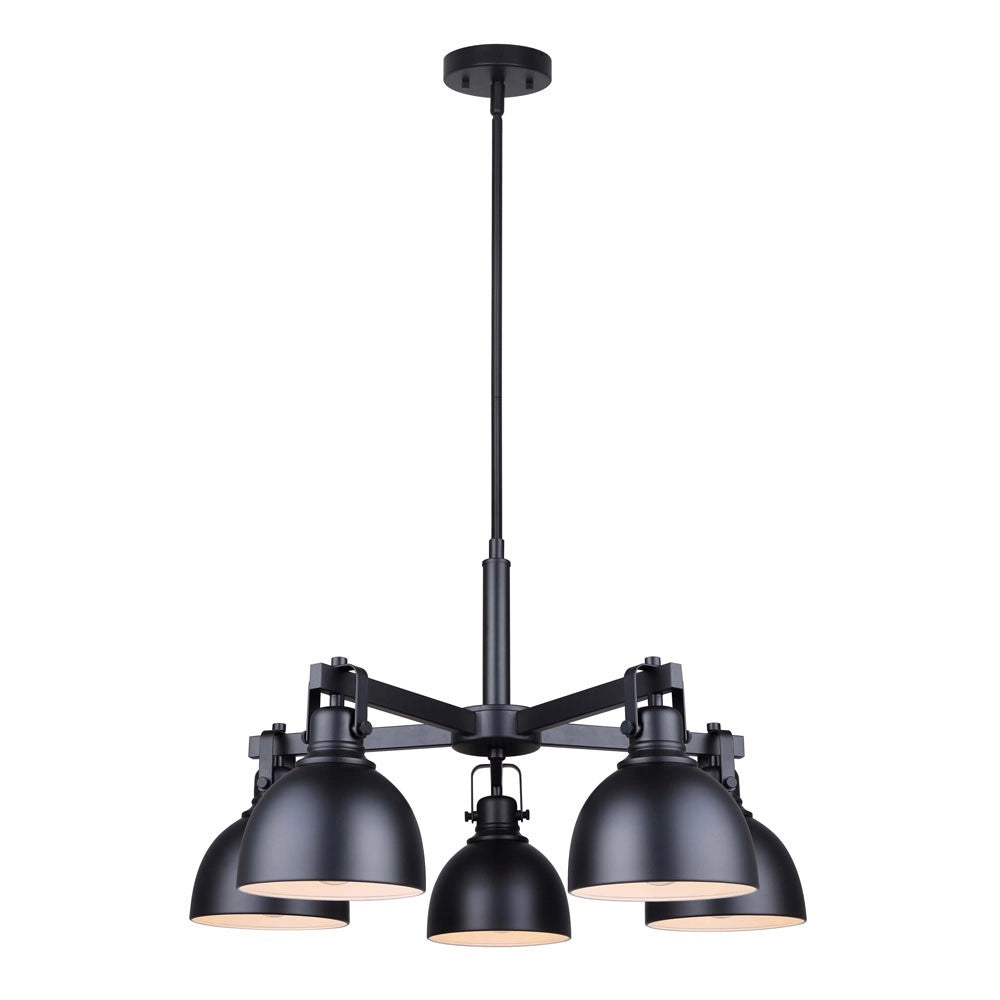 Polo 5-Light Chandelier – Matte Black with White Interior Shades