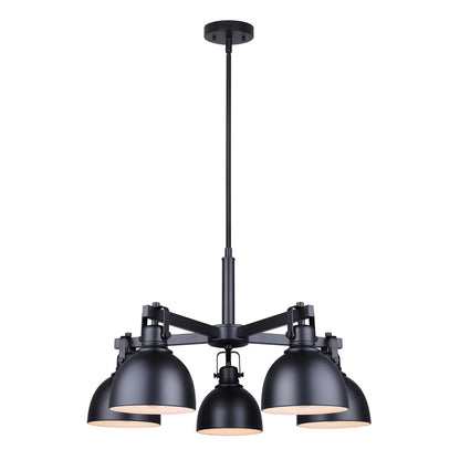 Polo 5-Light Chandelier – Matte Black with White Interior Shades