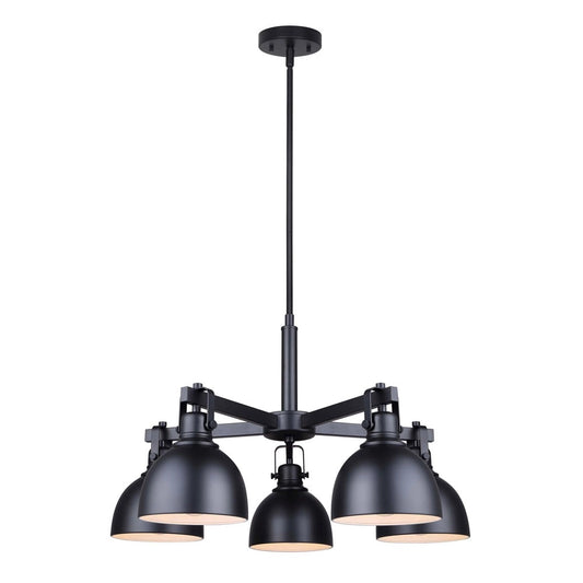 Polo 5-Light Chandelier – Matte Black with White Interior Shades