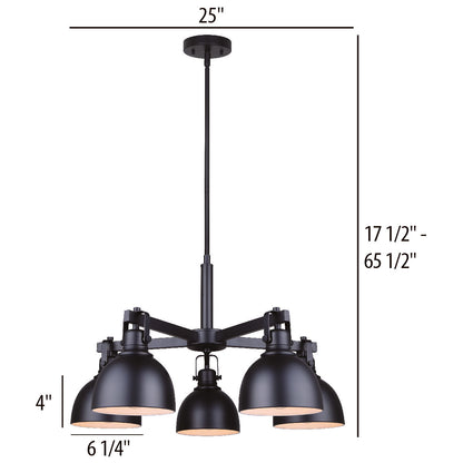 Polo 5-Light Chandelier – Matte Black with White Interior Shades