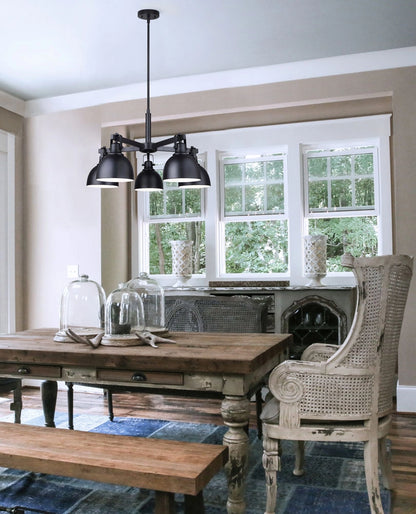 Polo 5-Light Chandelier – Matte Black with White Interior Shades