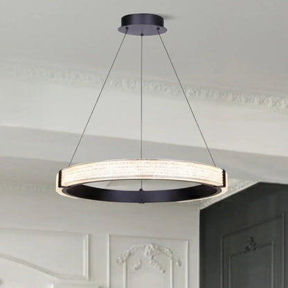 Solance LED Chandelier – Matte Black with Acrylic Shade