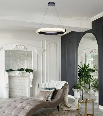 Solance LED Chandelier – Matte Black with Acrylic Shade