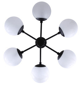 Mackenna 6-Light Chandelier – Matte Black with Alabaster Glass Shades