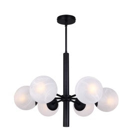 Mackenna 6-Light Chandelier – Matte Black with Alabaster Glass Shades