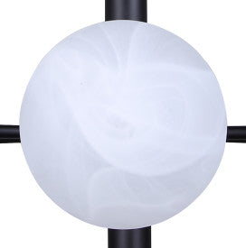 Mackenna 6-Light Chandelier – Matte Black with Alabaster Glass Shades